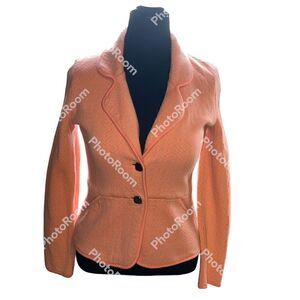 Pendleton Jacquard Blazer 100% Cotton Knit medium pink/ coral button up